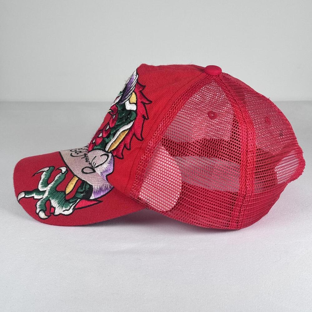 VTG Y2K Don Ed Hardy Dragon Red Trucker Hat - Picture 4 of 8